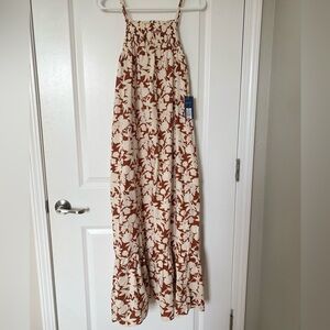 NWT Target Floral Print Maxi Dress - Brown and Cream